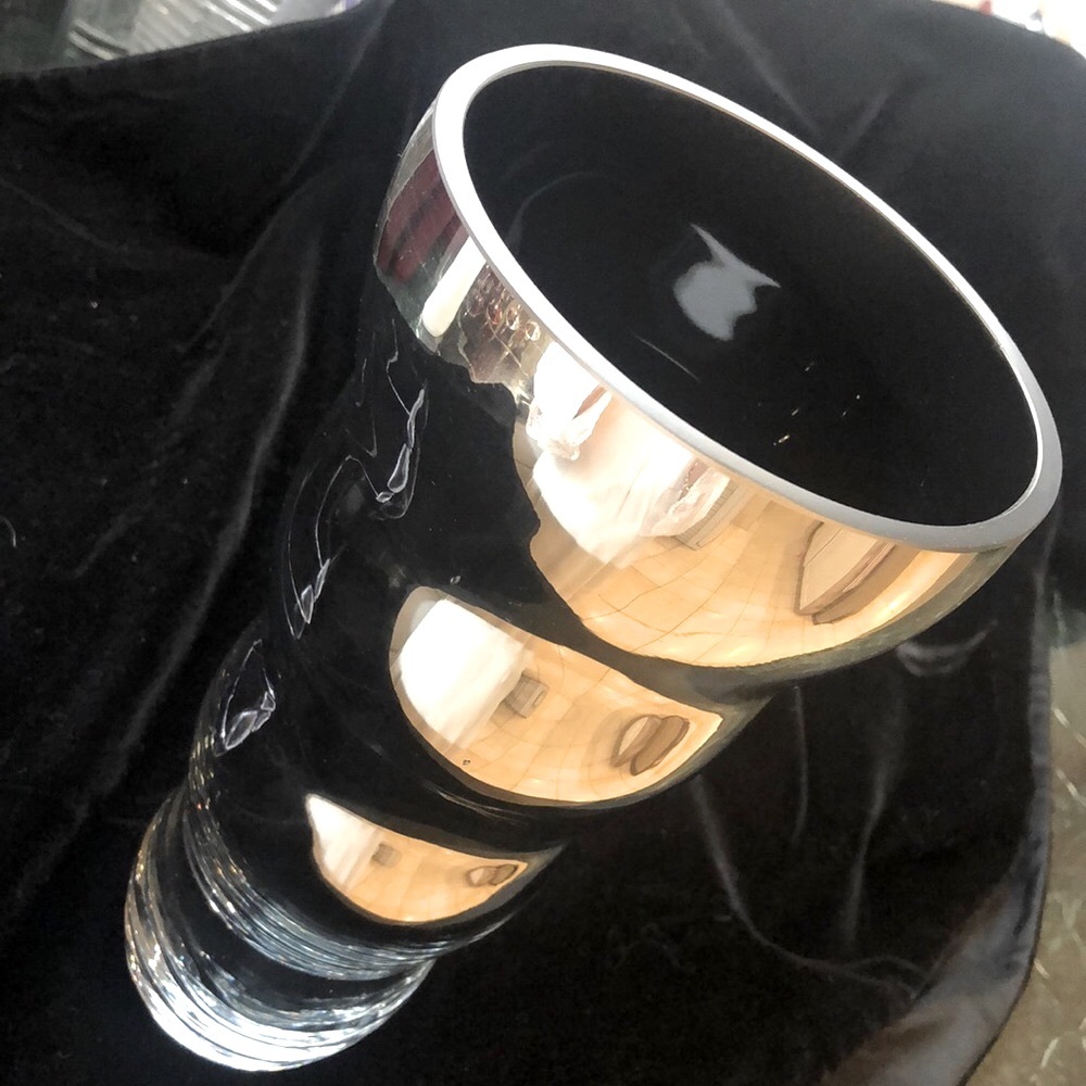 Silver Vase, with Clear Glass Overlay